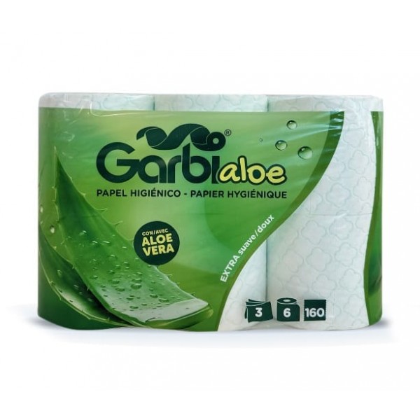 Papier hygiénique GARBI aloe vera extra-doux 160 feuilles X6 rouleaux
