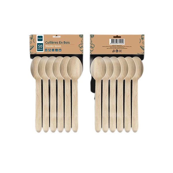 Cuillères à soupe RIMON en bois naturel 160 mm X50