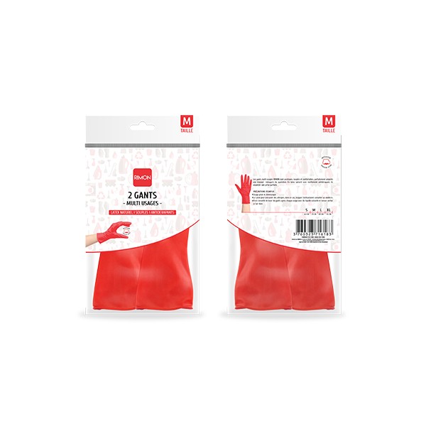Gants RIMON multi usages latex naturel taille M X2